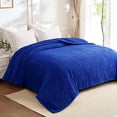 thumbnail image 1 of czcpp-Fleece King Size Blanket for Bed, Soft Fuzzy Fluffy Bed Blanket with Jacquard Pattern for All Seasons, Lightweight and Cozy, 90x104 Inch,Blue, 1 of 4