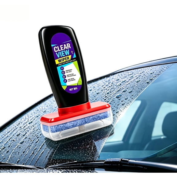 Car Windshield Cleaner & Glass Oil Film Remover with Cleaning Brush, Emulsion for Car Windows, Removes Grease, Wiper Residue, and Fog, Anti-Fog Formula for Clear Driving Visibility