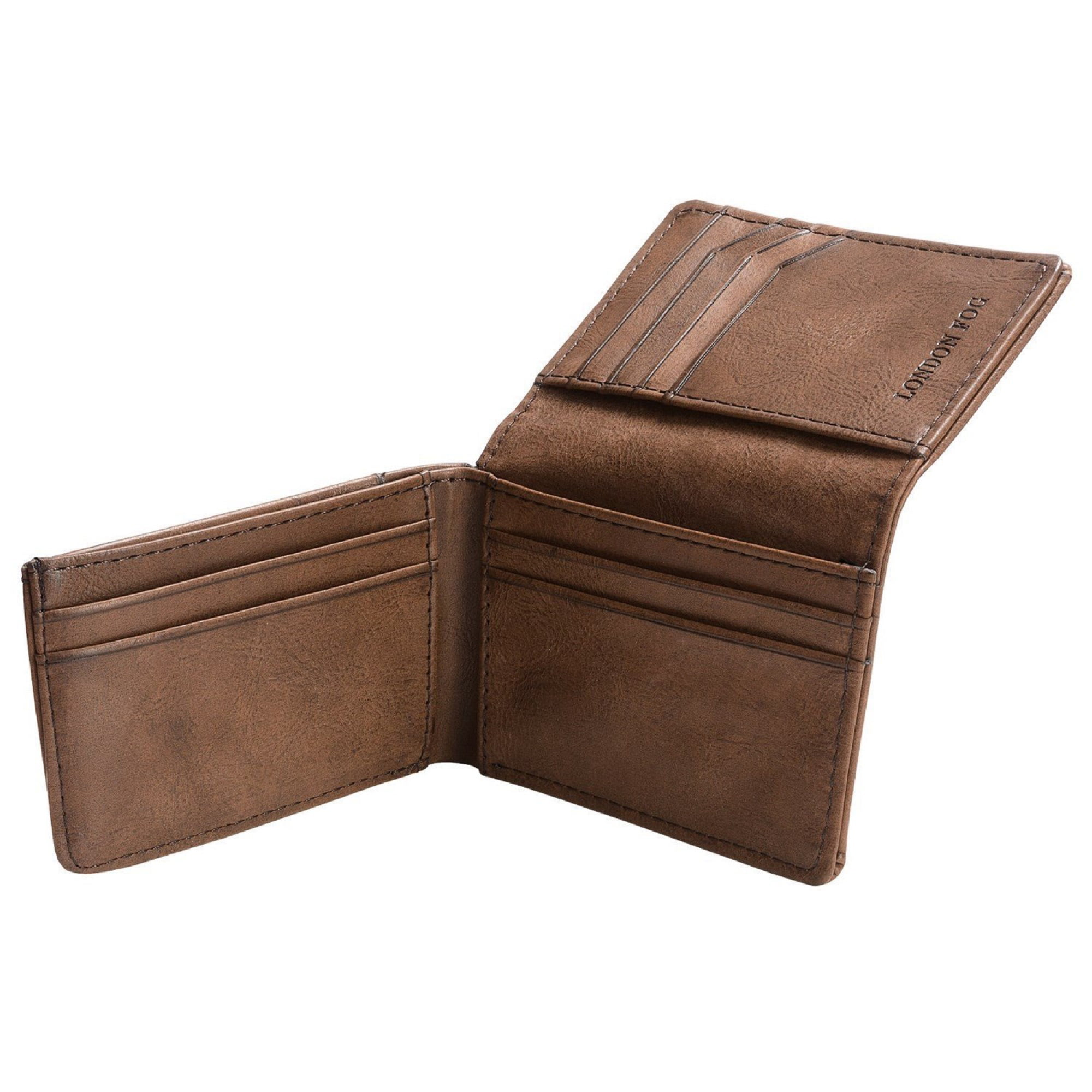 Mens Designer Wallet Real Genuine Leather Compact A bi-fold design Dark Brown