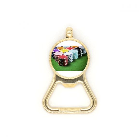 Chip Green Table Gambling Photo Beer Bottle Cap Opener Stainless Steel Key Chain