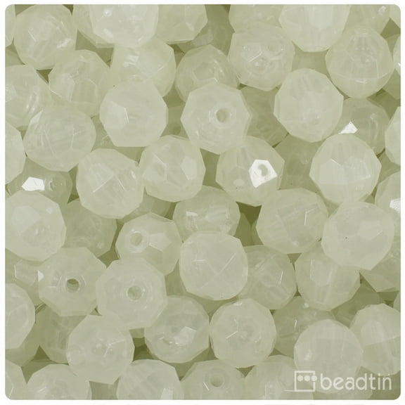 BeadTin Night Glow-in-the-Dark 12mm Faceted Round Craft Beads (180pcs)