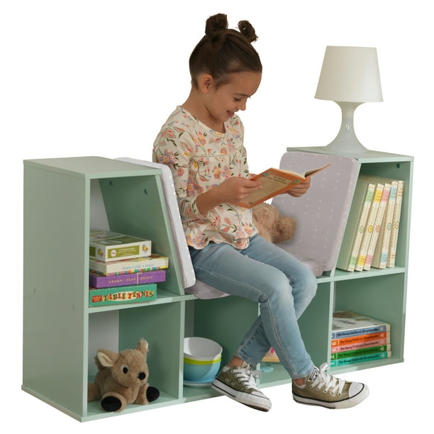 KidKraft Bookcase with Reading Nook, 6 Shelves, Mint