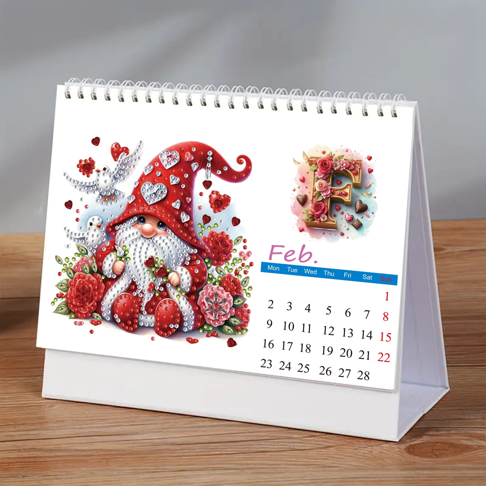 FLOPESN 2026 DIY Diamond Art Painting Desk Calendar,Monthly Flip Tabletop Calendar,Thick Paper with To Do List for Home Office Planning