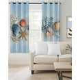 thumbnail image 3 of Blackout Curtains for Bedroom, Blue Coastal Room Darkening Window Drapes for Living Room, Summer Nautical Beach Conch Starfish Coral Thermal Insulated Grommet Curtains, 27.5x39 inch, 2 Panels, 3 of 9