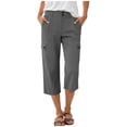 thumbnail image 2 of Avtoify Womens Pants Casual Solid Elastic Waist Pockets Full Length Capris, 2 of 6