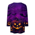 thumbnail image 4 of WTOBBY Women's Halloween Print Round Neck Fashion Top with 3/4 Sleeve, Casual Loose Fit Blouse for Fall Season, Comfortable Daily Wear and Holiday Apparel,Purple Pink 5XL, 4 of 5