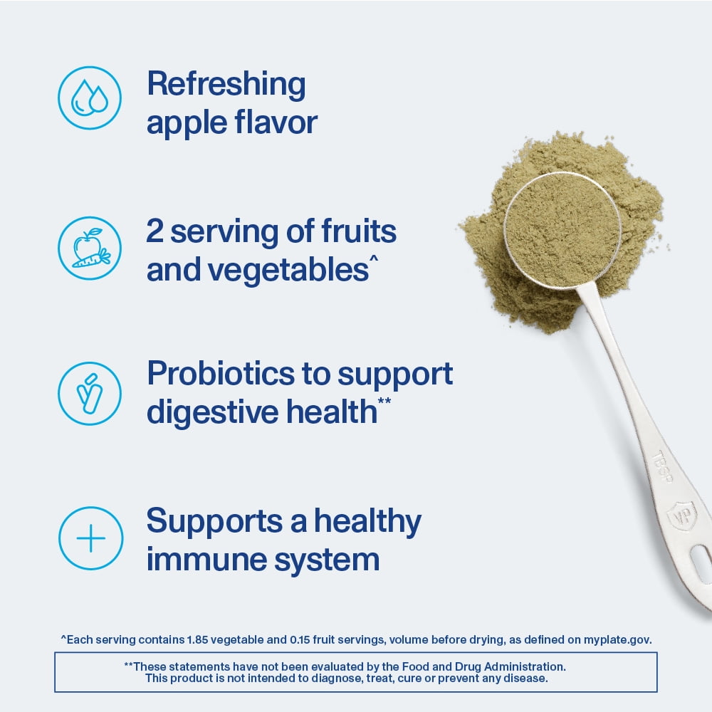 Vital Proteins Daily Greens with Probiotic & Digestive Gut Health Support Powder Mix Supplement with Daily Fiber, Green Apple, 9.3 oz