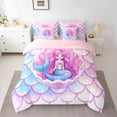 thumbnail image 2 of Manfei Child Teens Kawaii Mermaid Princess Twin Bedding Sets 7-Piece,Cartoon Animal Bedding Comforter Set Microfiber,Dreamy Gradient Breathable Sheet Sets,Microfiber Bedroom Decor,Reversible, 2 of 8