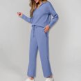 thumbnail image 5 of jtjvou Lounge Sets For Women 2025 Half Zip Sweatshirt And Wide Leg Sweatpant 2 Piece Outfits Sweatsuit Tracksuit Blue XL, 5 of 8