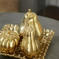 thumbnail image 5 of 11"W, 9"H Gold Ceramic Pear, Pumpkin, and Squash Fruit Sculpture with Decorative Grid Plate, by DecMode (4 Count), 5 of 15