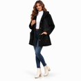 thumbnail image 4 of Fleece Jacket for Women Hooded Sherpa Jacket Button Down Cable Knit Long Sleeve Fall Winter Warm Coat with Pockets, 4 of 7