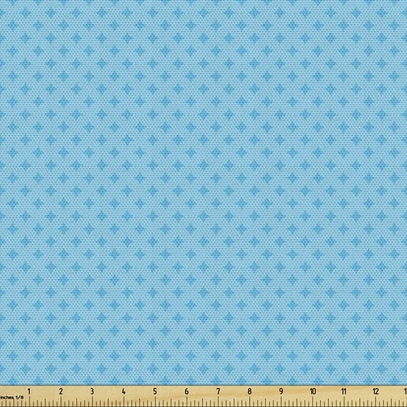 Abstract Upholstery Fabric by the Yard, Illustration of Rhythmic Bicolored Star Look Modern Simplistic Vintage Elements, Decorative Fabric for DIY and Home Accents, Aqua Sky Blue by Ambesonne