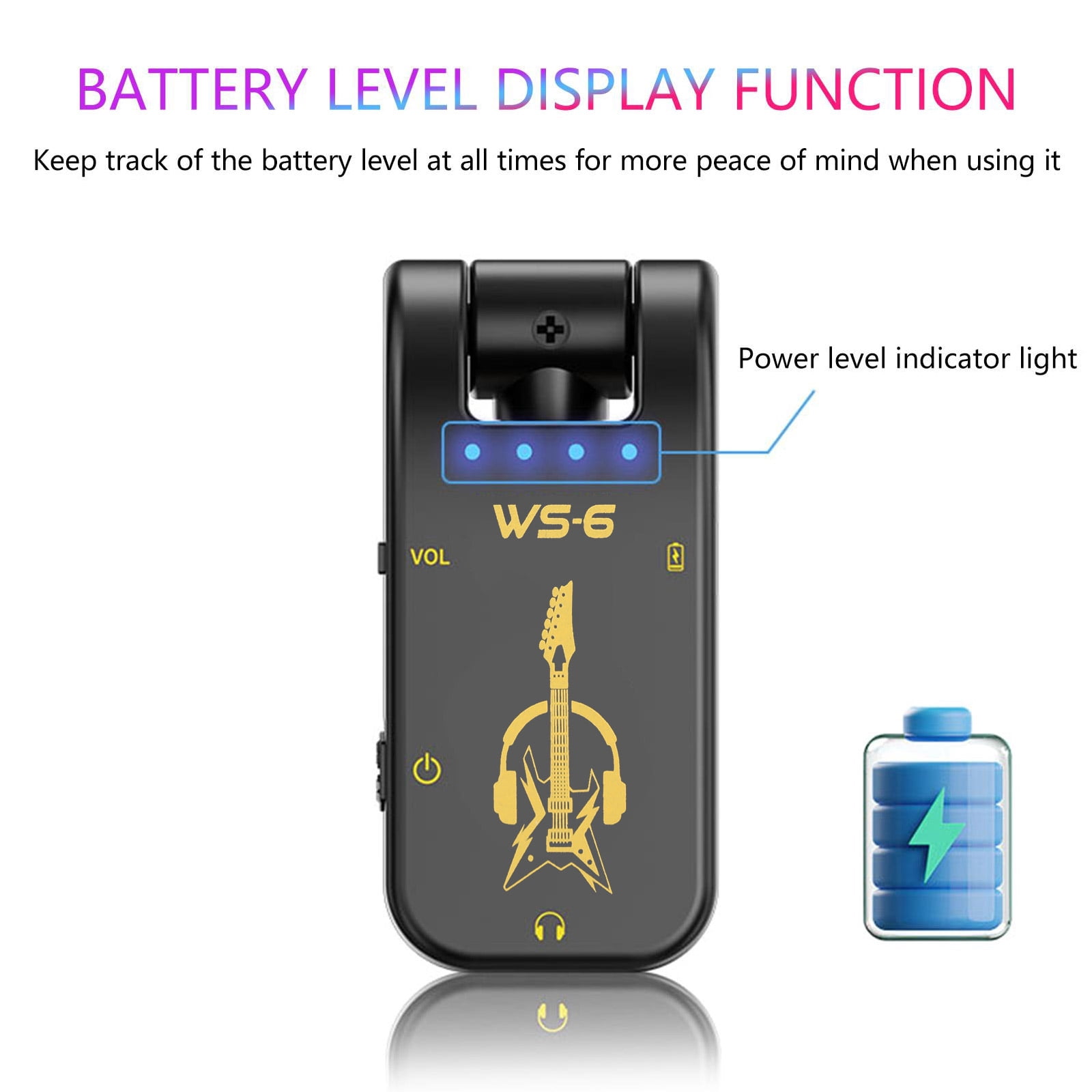 Multi Effect Guitar Amplifier Pickup with Reverbs Delay Overdrive Plastic Metal Texture for Electric Acoustic Guitars