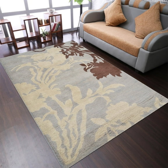 Rugsotic Carpets Hand Tufted Wool Eco-Friendly Area Rugs - 4'x6', Rectangle, Gray White, Modern Contemporary Design, High Pile Handmade Anti Skid Rugs for Living Room, Bed Room (K00511)
