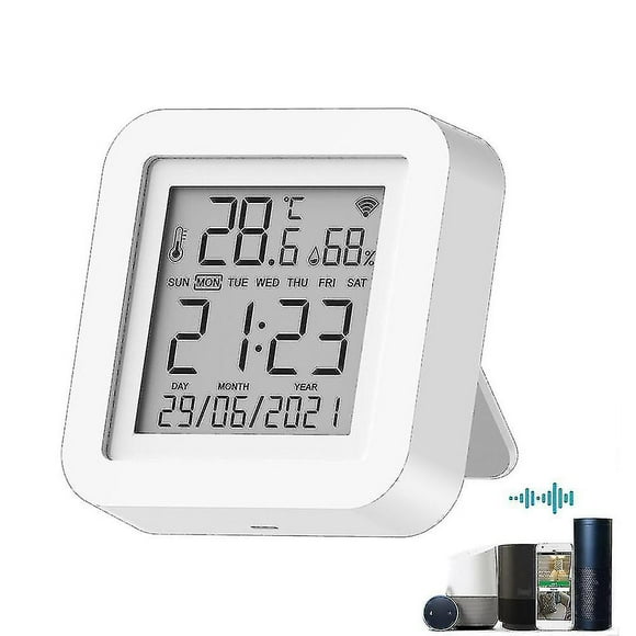 Sensor de temperatura y humedad Wifi para uso doméstico, termómetro inteligente con pantalla LCD