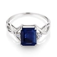 thumbnail image 2 of Gem Stone King 925 Sterling Silver Blue Sapphire and White Topaz Engagement Ring for Women | 2.53 Cttw | Octagon 9X7MM | Gemstone September Birthstone | Size 5, 2 of 4