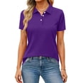 thumbnail image 2 of Nestiefly Women's Polo Shirts Short Sleeve V Neck & 3-Button Collared Tops Business Casual Golf Shirt Summer Work Blouse 2026 Purple 3XL, 2 of 3