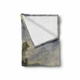 thumbnail image 2 of Woodland Soft Flannel Fleece Blanket, Watercolor Style River Scene Floral Composition with Trees Pastoral Nature, Cozy Plush for Indoor and Outdoor Use, 50" x 70", Apple Green Blue, by Ambesonne, 2 of 6