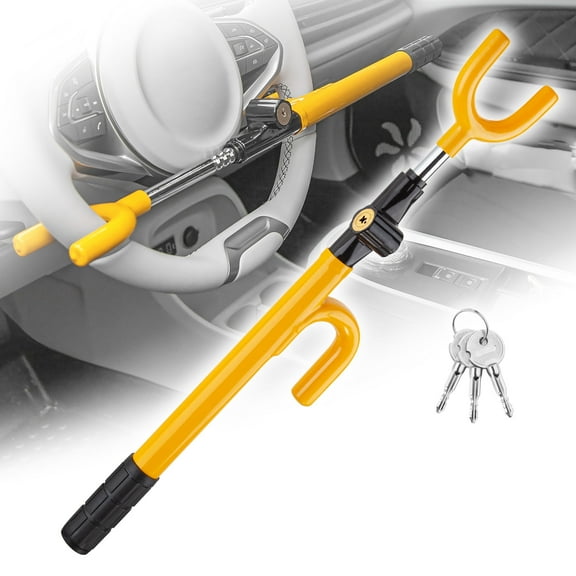 CARTMAN Vehicle Steering Wheel Lock, Adjustable Length with High Quality Great Security Black