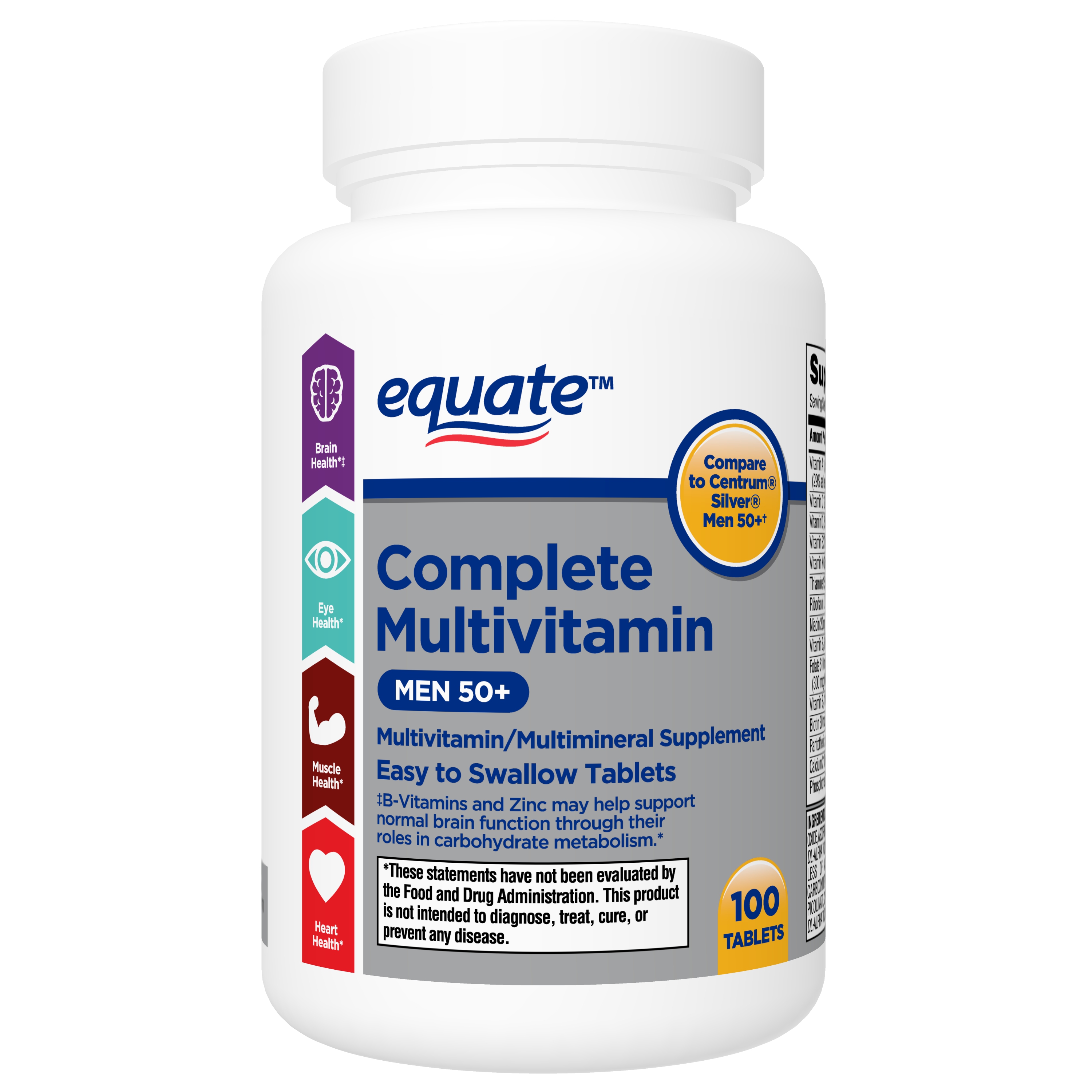 Equate Complete Multivitamin Tablets, Men 50+, 100 count Equate Complete Multivitamin Tablets, Men 50+, 100 count