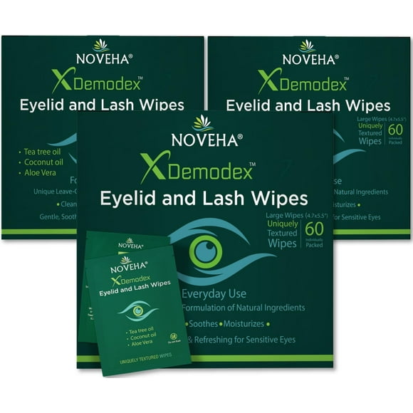 Toallitas para párpados y pestañas NOVEHA Demodex Extra Strength x60