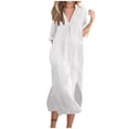 thumbnail image 1 of LOVZFMLL Mode Femmes Été Décontracté Col Uni Manches Courtes Longue Robe Blanc TG, 1 of 5