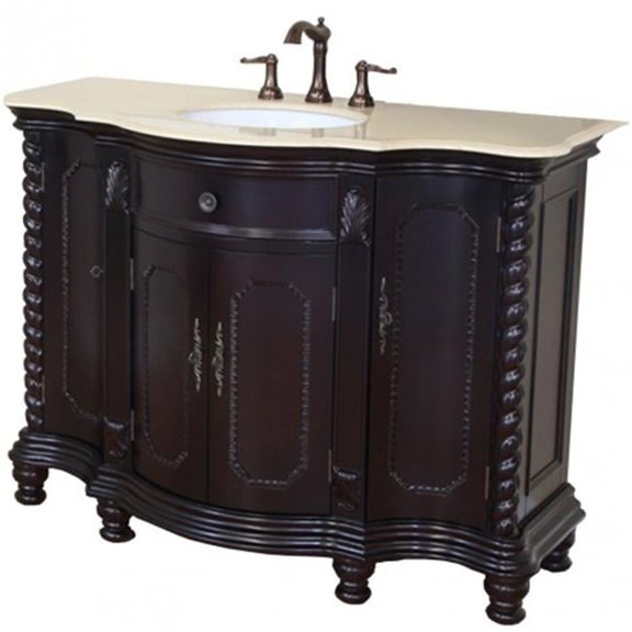 Single Sink Vanity - Dark Mahogany - Creama Marfil