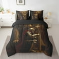 thumbnail image 2 of Feelyou Gold Lion Kids Bedding Comforter Set 7pcs, Retro Western Warrior Queen Bedding Sets, Mystic Wildlife Animal Reversible Queen Sheet Sets, Luxury Bedroom Decor, 2 of 7