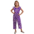 thumbnail image 1 of Runhomal Girl's Square Neck Sparkly Sequined Jumpsuit Wedding Birthday Pageant Romper Long Pants Formal Suit Violet Gold 8, 1 of 5