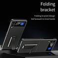 thumbnail image 3 of Samsung Galaxy Z Flip 4 Case, ELEHOLD Carbon Fiber Pattern Slim Thin Case with Hidden Kickstand Shockproof Anti-Scratch Cover for Samsung Galaxy Z Flip 4 5G 2022, Cyanblue, 3 of 9
