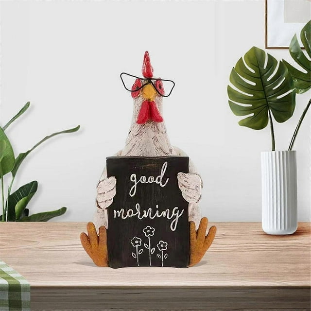 Good Morning Chicken Statue, Sitting and Lying Chicken Statue, Chicken Decoration, Sitting Chicken