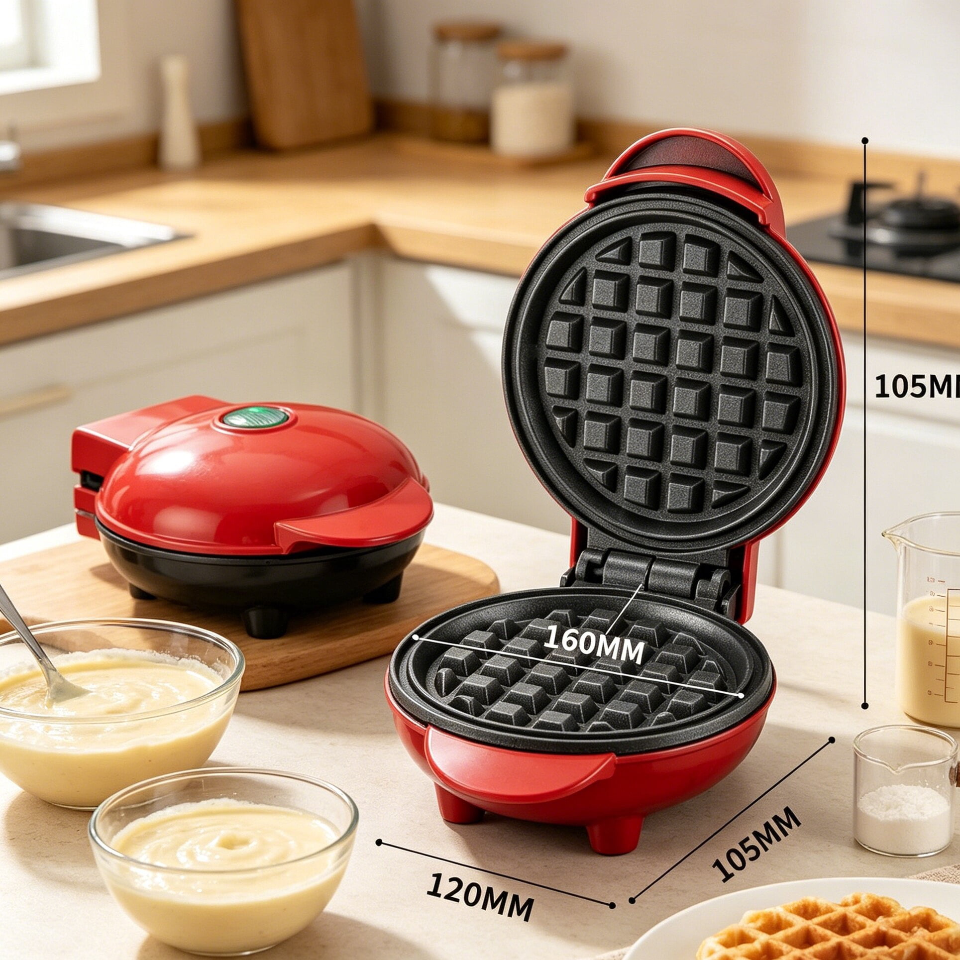 HIFOOD Electric Waffle Iron Nonstick Waffle Maker, Fast Heating for Breakfast, Brunch and Snacks, Easy Clean Kitchen Appliance