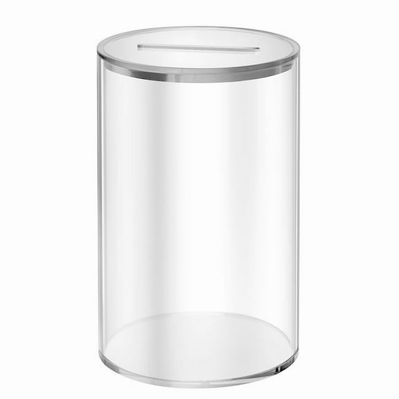 Clear Acrylic Coin with Removable Base, Shatterproof Money Jar for Kids Safe Home Office Decor