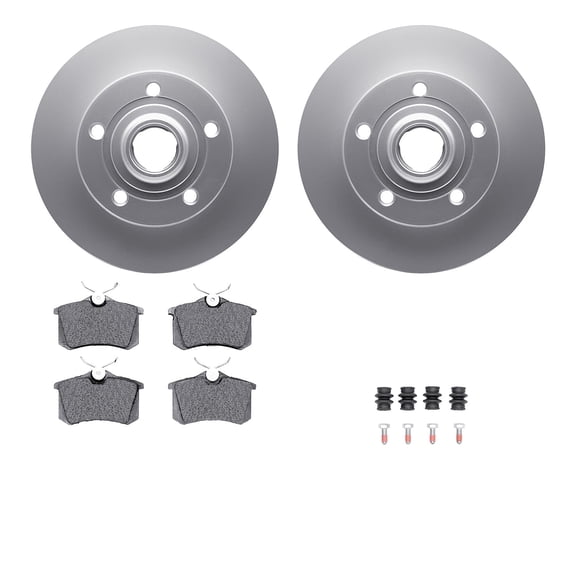 Dynamic Friction Company Rear Geospec Brake Rotors with 5000 Euro Ceramic Brake Pads includes Hardware 4612-73001