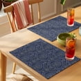 thumbnail image 4 of Navy Blue Placemats Set of 12 Boho Vintage Ethnic Tribe Abstract Art Place Mats Indoor Wipeable Table Mats Washable Cloth Dining Table Placemats for Kitchen Holiday Party Home Decor 13x19 Inch, 4 of 9