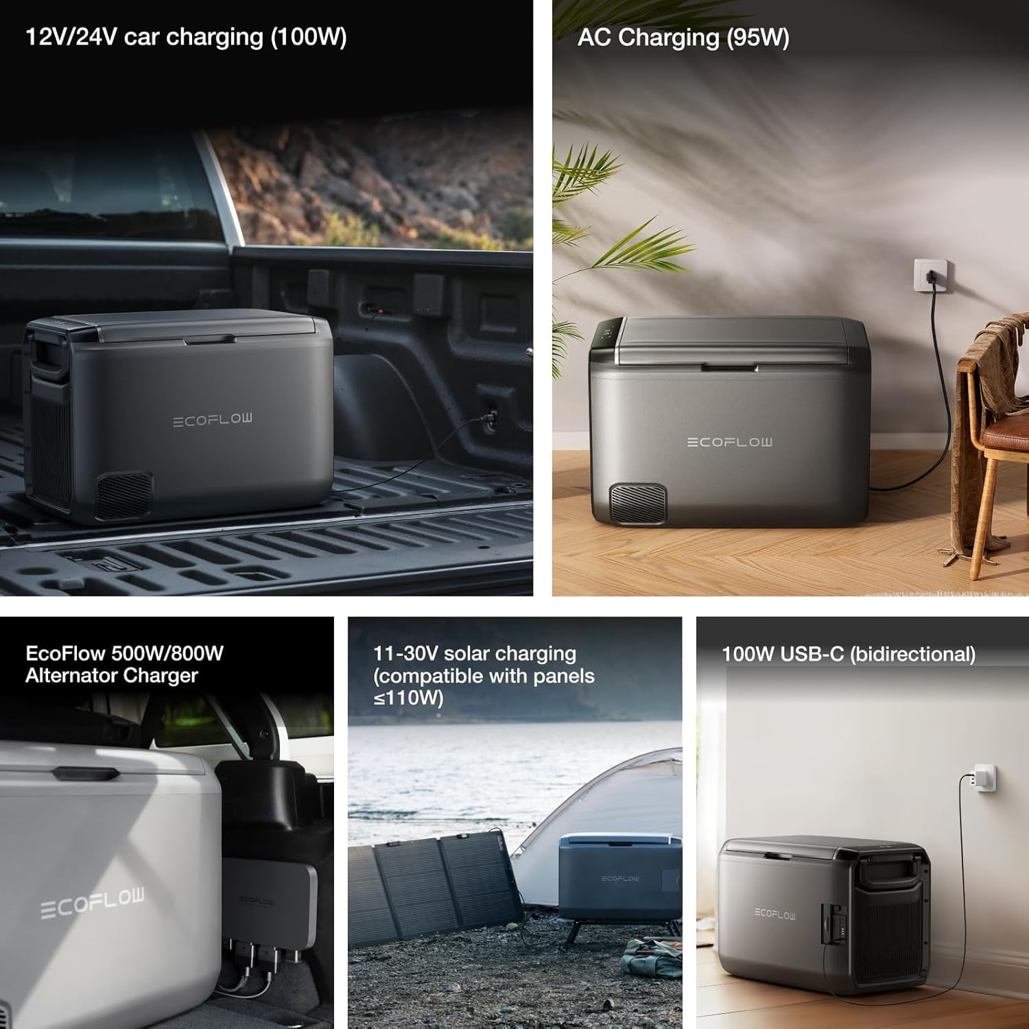 EF EcoFlow GLACIER Classic 35L Portable Fridge Freezer with Battery, 43H Cooling Car Refrigerator, Battery Powered with App Control, 6 Charging Options, Fast&Quiet Electric Cooler for Camping, RV