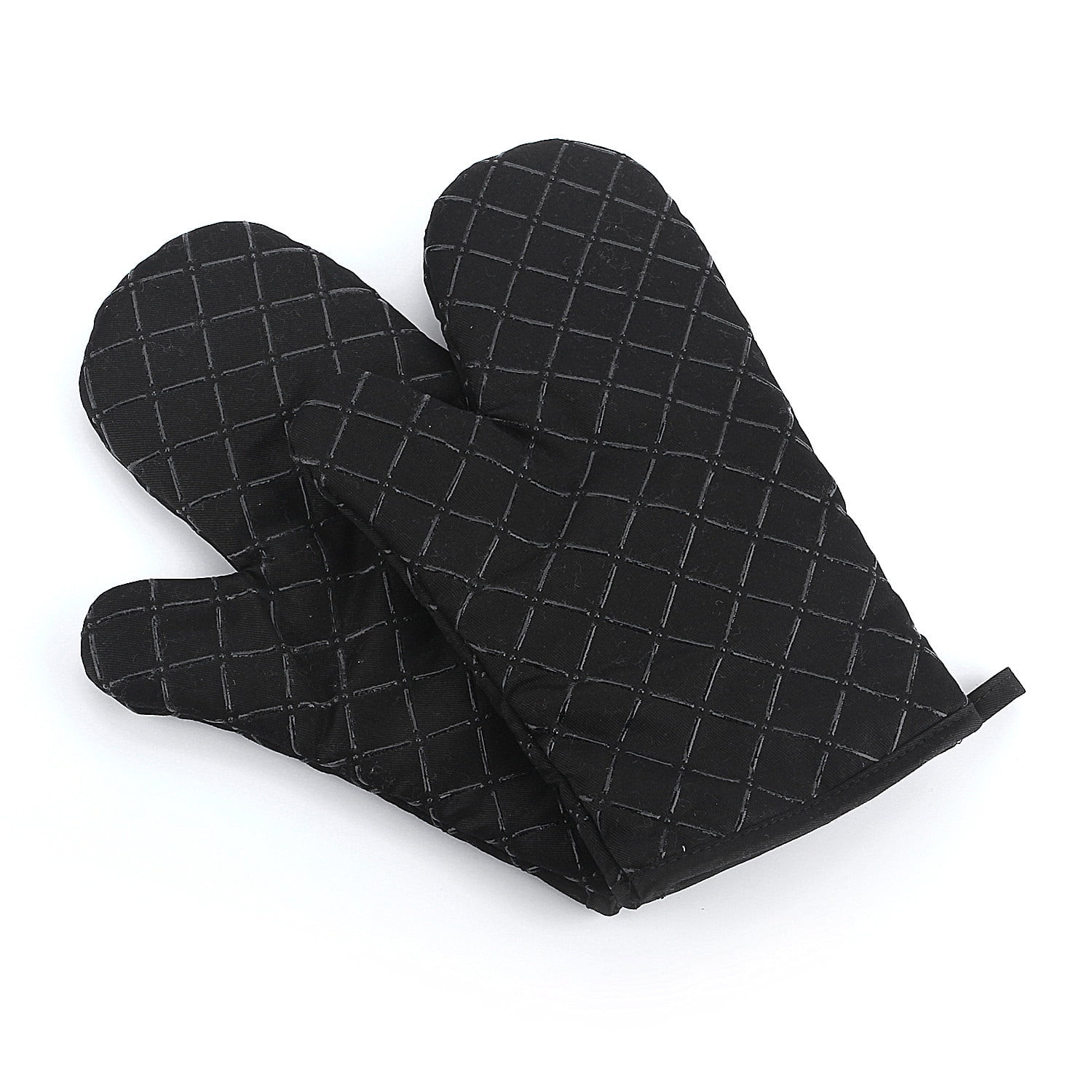 Oven Mitts Flame Retardant Mitts Heat Resistant to 425 F 15 inch Black Color 2-Pack
