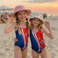 thumbnail image 2 of Grblisyd 4th of July Girls Swimsuit American Flag Quick Dry Swimwear Red White and Blue Crew Neck Beach Patriotic Bathing Suit, 2 of 6