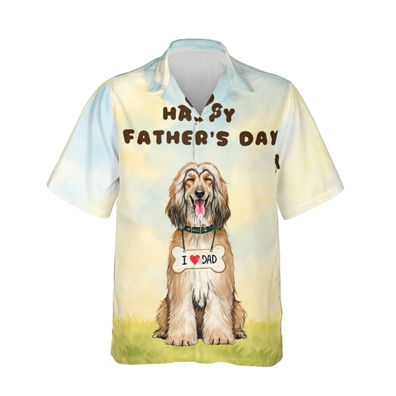 Cute Afghan Hound Loves Dad Happy Father's Day Hawaiian Shirt Breathable Summer Unisex Merch Dog Lover - 12008
