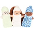 thumbnail image 4 of Creative Minds Cesta de bebés con 3 muñecos de peluche súper suaves de 9 pulgadas para bebés y niños Juego de juguetes sensoriales multiculturales de felpa para bebés con cesta Verde Blanco Azul, 4 of 5