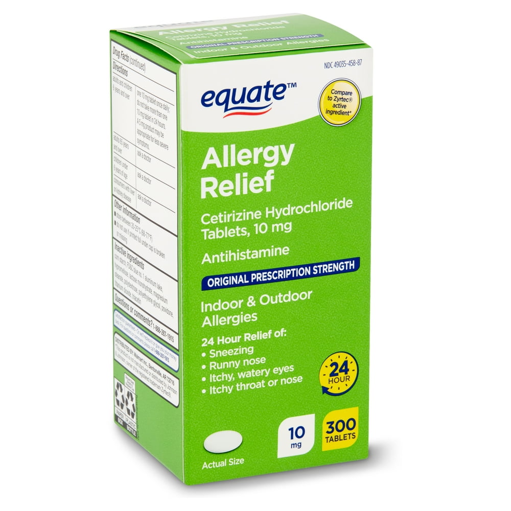 Equate Cetirizine Allergy Relief Tablets, 10 mg, 300 count - Walmart ...