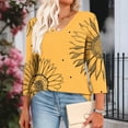 thumbnail image 4 of ZQUUVOU Womens T-Shirts Printed Casaul 3/4 Sleeve V-Neck Tunic Blouse(G-Yellow,2XL), 4 of 8
