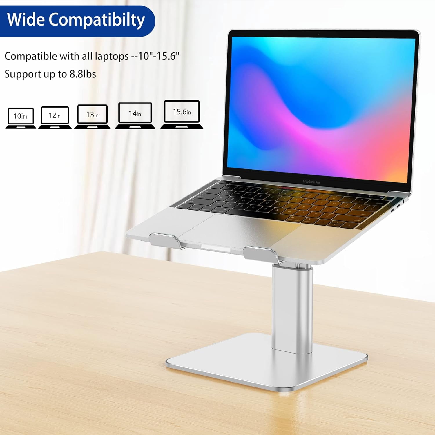 LSX6N Laptop Stand, Ergonomic Adjustable Notebook Riser Holder, Computer Stand Compatible with Air, Pro, Dell, HP, Lenovo More 10-15.6" Laptops, Black