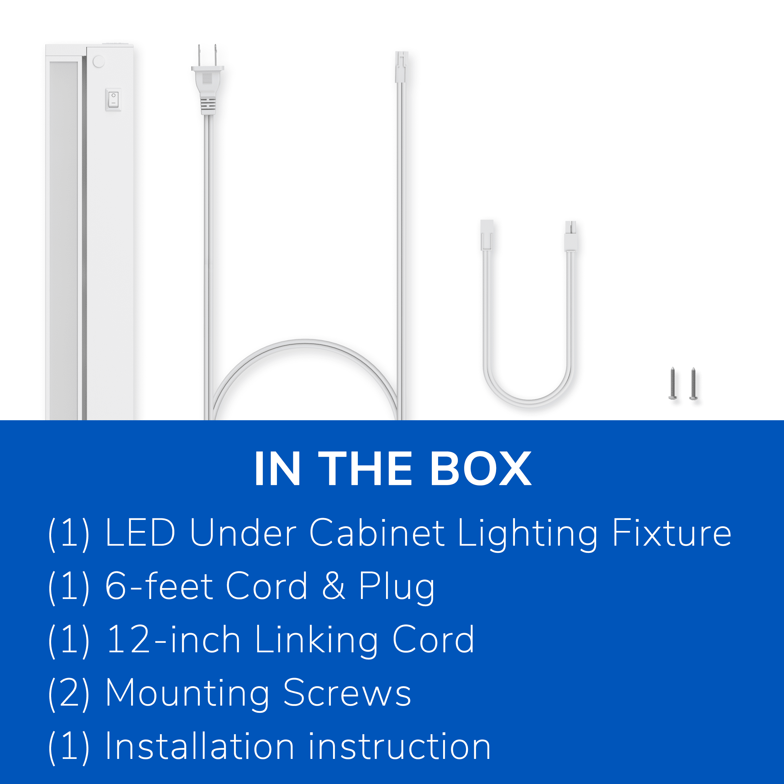 Inlight 12-inch Plug-in Swivel LED Under Cabinet Lighting, 2700K/4000K, White Finish, IN-0109-2-WH