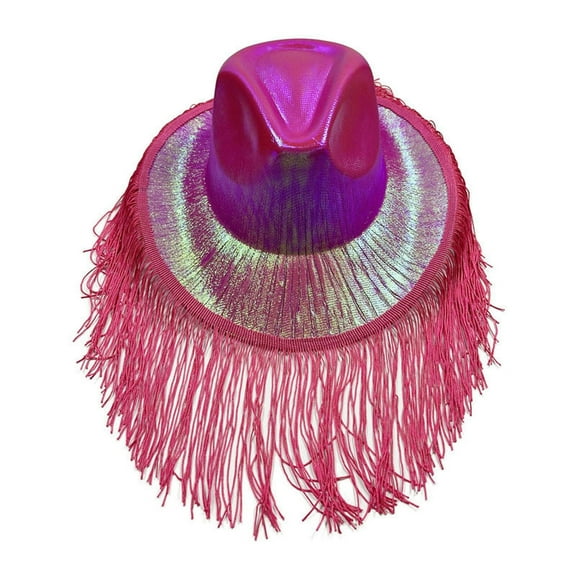 KANG Sparkly Cowboy Hat For Party Prom Halloween Western Fringe Hat Glitter Pearl Shine Celebrations Headwear