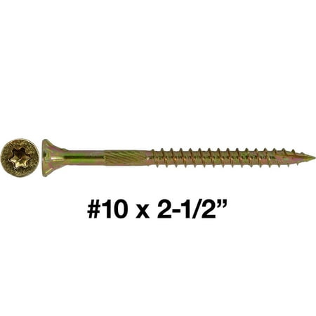 

Jake Sales Brand #10 X 2-1/2 Torx/Star Wood Screw ~ 77 Screws - Multipurpose Yellow Zinc Coated - 1 Pound