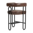 thumbnail image 4 of Modern Bar Stool with Back, Black Metal Frames, Upholstered Bar Stools for Living Room.Dark Brown, 4 of 10