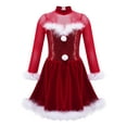 thumbnail image 6 of Aislor Kids Girls Dance Tutu Dress Mrs Santa Claus Long Sleeve Ice Skating Dress Size 6-16 A Red 10, 6 of 7