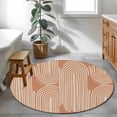 thumbnail image 3 of Round Rugs 4 Ft, Line Texture Non Slip Area Rugs for Kitchen Bedroom Entryway, Orange Abstract Art Retro Washable Carpet Runner Rug Floor Mats for Bedroom Home Decor, 3 of 8
