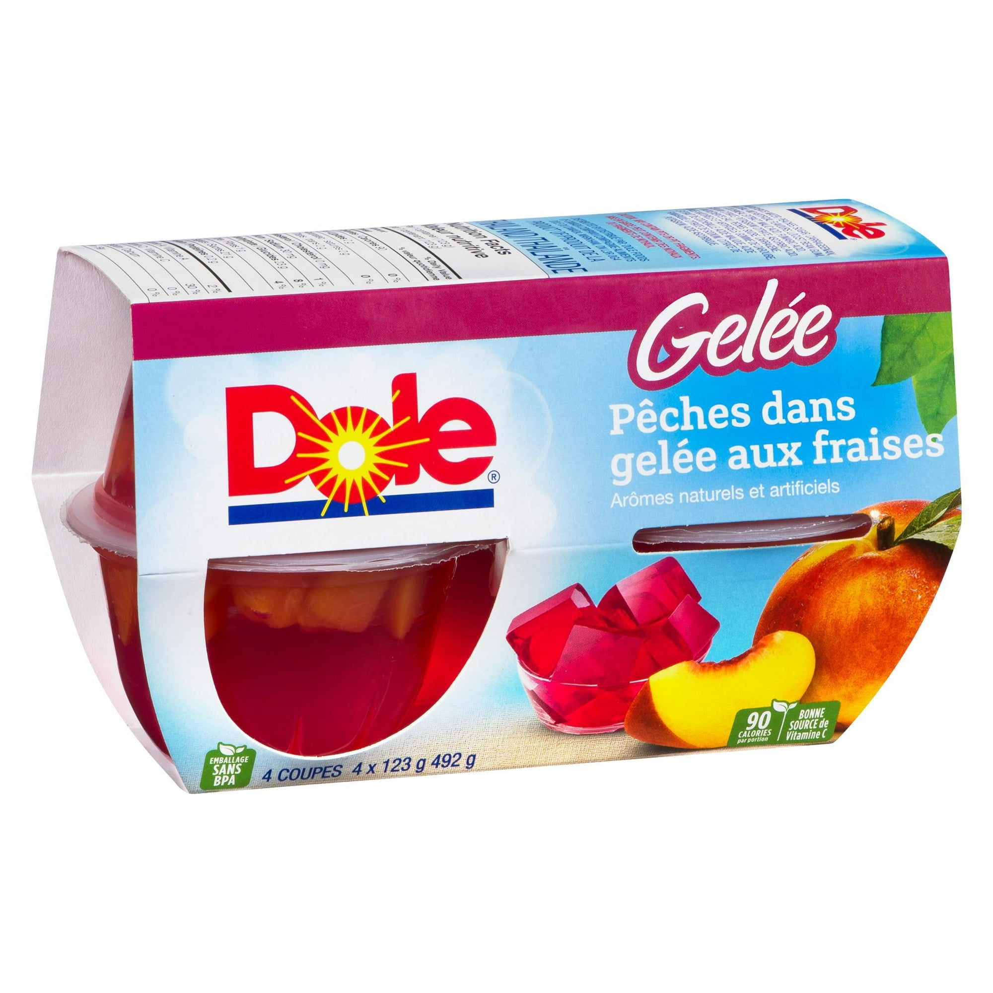 Dole Peaches in Strawberry Gel, 4 Cups, 492 g